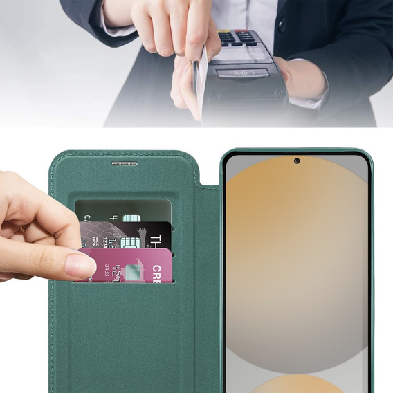 Чохол-книжка для Samsung Galaxy S24 FE, RFID Wallet MagSafe CamShield, зелений