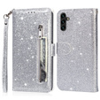 Чохол-книжка для Samsung Galaxy A36 5G, Wallet Zipper Pocket Glittery, сріблястий