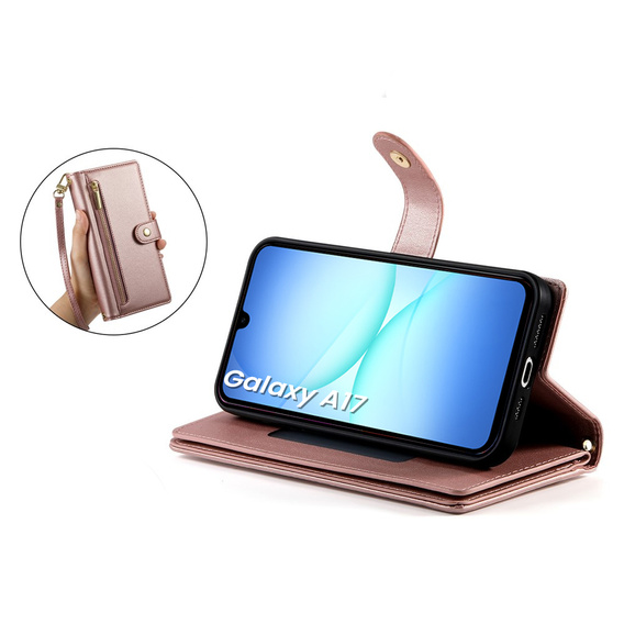 Флип-кейс Wallet Zipper Pocket для Samsung Galaxy A17 5G, Wallet Zipper Pocket, бумажник, розовый