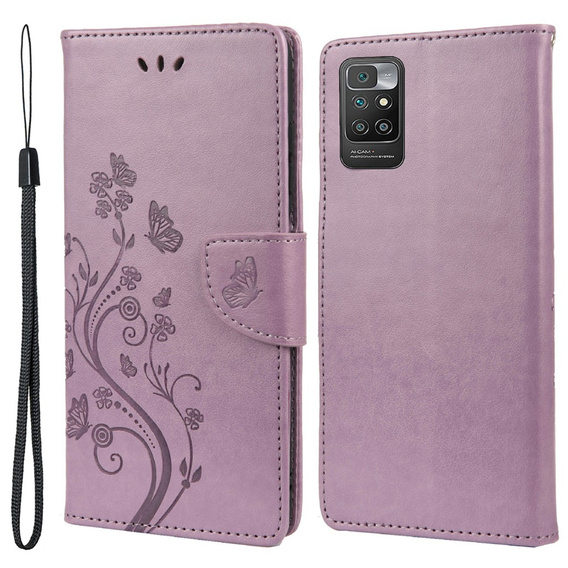 Откидной чехол для Xiaomi Redmi 10, Butterfly, фиолетовый