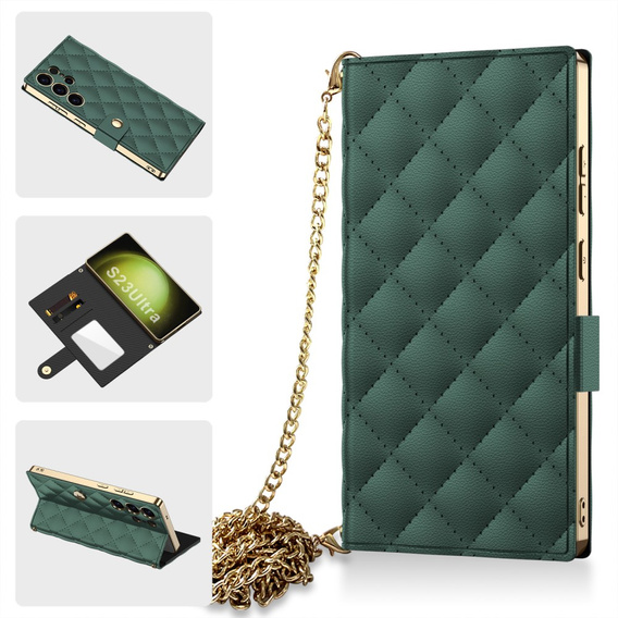 Флип-кейс для Samsung Galaxy S23 Ultra, GKK Mirror Wallet, зеленый