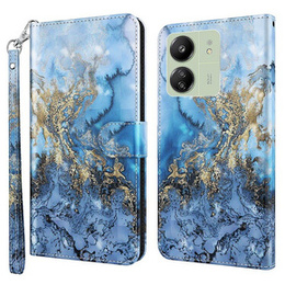 Откидной чехол для Xiaomi Redmi 13C / Poco C65, Wallet, Marble синий