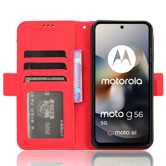 Футляр з клапаном для Motorola Moto G56 5G, Card Slot, червоний