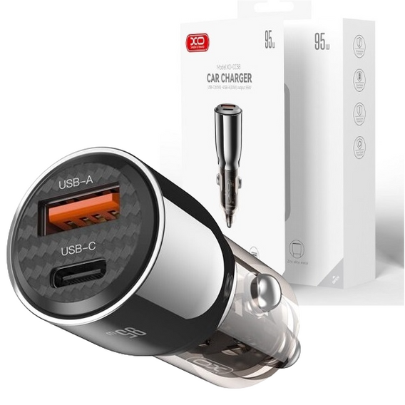 Автомобільний зарядний пристрій XO CC58 USB-A-Type-C 95 Вт, чорний