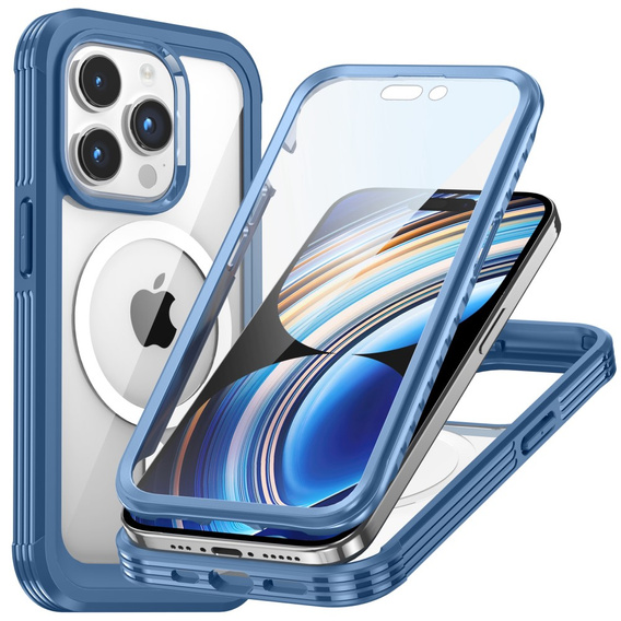 Чохол для iPhone 15 Pro, броньований Full Protect 360° для MagSafe, скло для екрану, м'яти