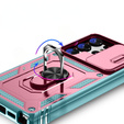 Чехол NOX Camera Slide Samsung Galaxy S24 Ultra, CamShield Slide, зеленый / розовый