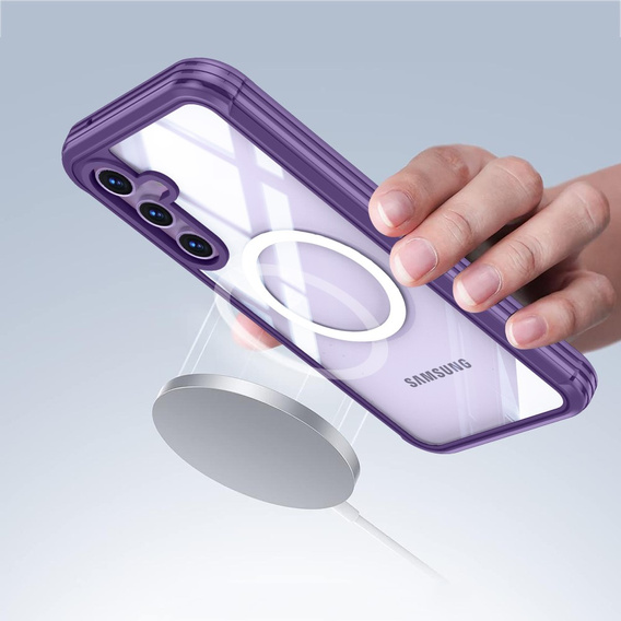 Чехол для Samsung Galaxy A55 5G, Shockproof, со стеклом, для MagSafe, фиолетовый