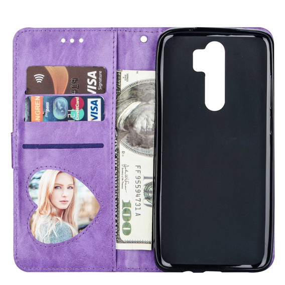 Откидной чехол для Xiaomi Redmi Note 8 Pro, Wallet Zippered, фиолетовый