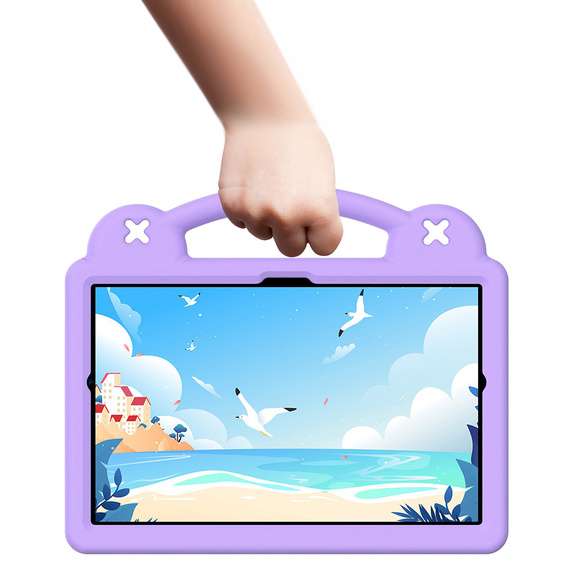Детский чехол для Lenovo M10 X306 2 Gen / M10 Plus TB-X606 10.3 / Samsung Tab A 10.1 T510/515 / K10 X6C6, Cute Patterns, с подставкой, фиолетовый