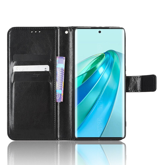 Откидной чехол для Honor Magic 5 Lite, Crazy Horse Wallet, чёрный