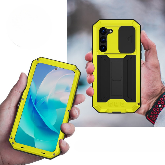 Броньований чохол для Samsung Galaxy S23, R-JUST CamShield Slide, жовтий / чорний