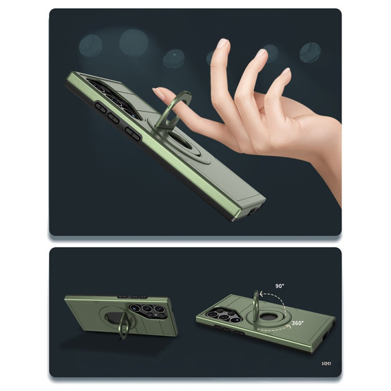 Чехол MagSafe для Samsung Galaxy S24 Ultra, Military Magnet, зелёный