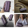 Чехол CASEME для Samsung Galaxy A55 5G, RFID Leather Wallet, с плечевым ремнем, фиолетовый