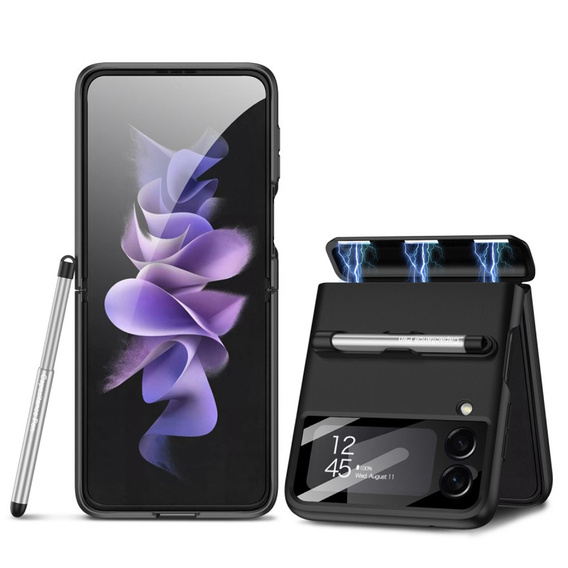 Чехол GKK Ring Holder + Pen до Samsung Galaxy Z Flip3 5G, Black