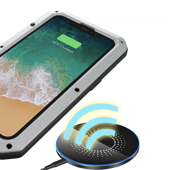 Чохол для iPhone 15, броньований, з інтегрованим склом, сріблястий