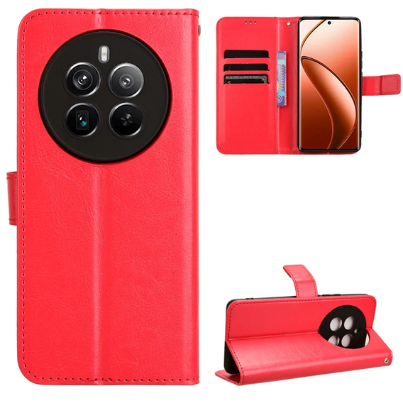 Откидной чехол для Realme 12 Pro 5G / 12 Pro+ 5G, Crazy Horse Wallet, красный