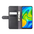 Чехол Wallet до Xiaomi Redmi Note 9, Genuine Leather, Black