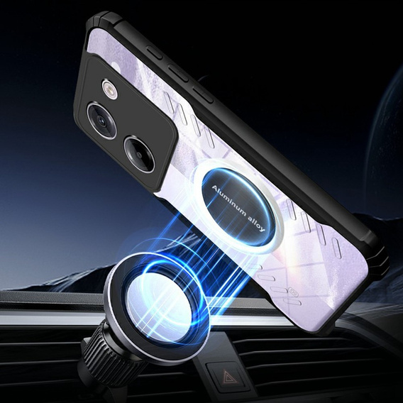 Чехол для Xiaomi Poco M7 Pro 5G, с магнитной пластиной, прозрачный / черный