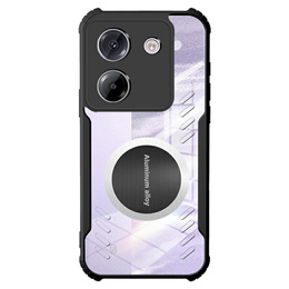 Чехол для Xiaomi Poco M7 Pro 5G, с магнитной пластиной, прозрачный / черный