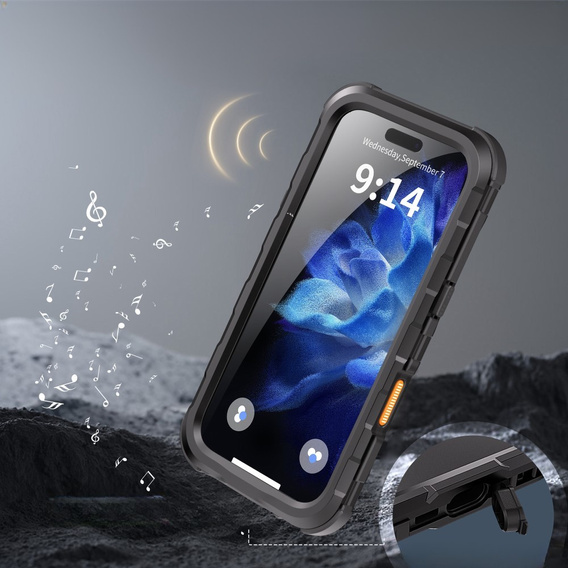 IP68 Водонепроницаемый чехол для iPhone 16 Pro, SHELLBOX MagSafe, чёрный