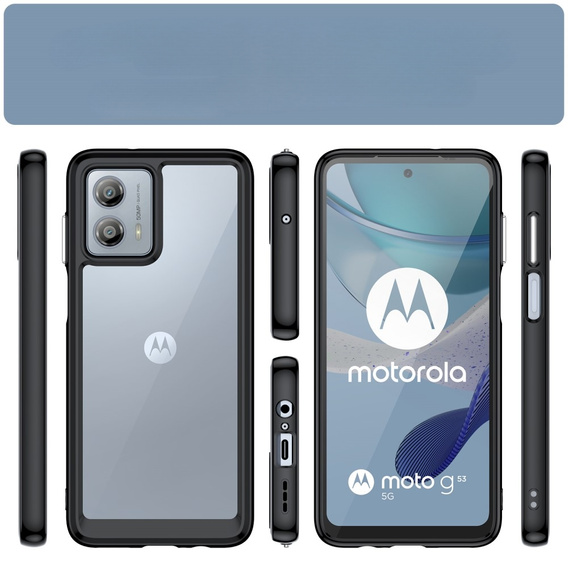 Чoхол до Motorola Moto G53 5G, Fusion Hybrid, прозорий / чорний