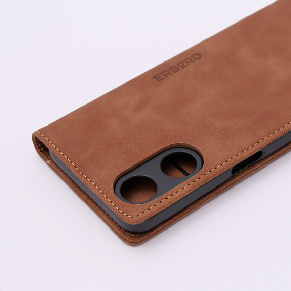Чохол для Oppo A78 5G, ERBORD Vintage, гаманець з клапаном, коричневий