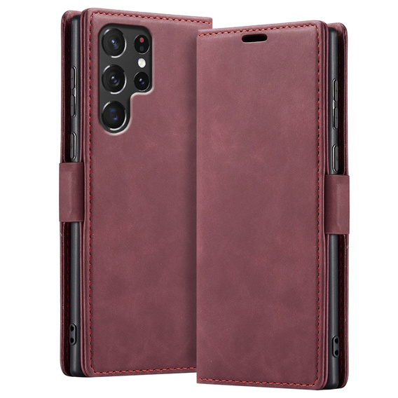 Чохол для Samsung Galaxy S23 Ultra, ERBORD Vintage, гаманець з клапаном, червоний