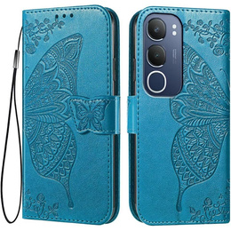 Откидной чехол для Vivo Y19s, Butterfly, синий