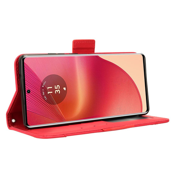 Футляр з клапаном для Motorola Edge 50 Fusion 5G, Card Slot, червоний
