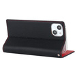 Откидной чехол для iPhone 15, Litchi Skin Grain, чёрный