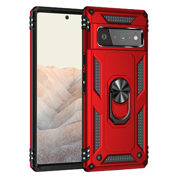 Бронированный Чехол до Google Pixel 6 Pro, Nox Case Ring, красный
