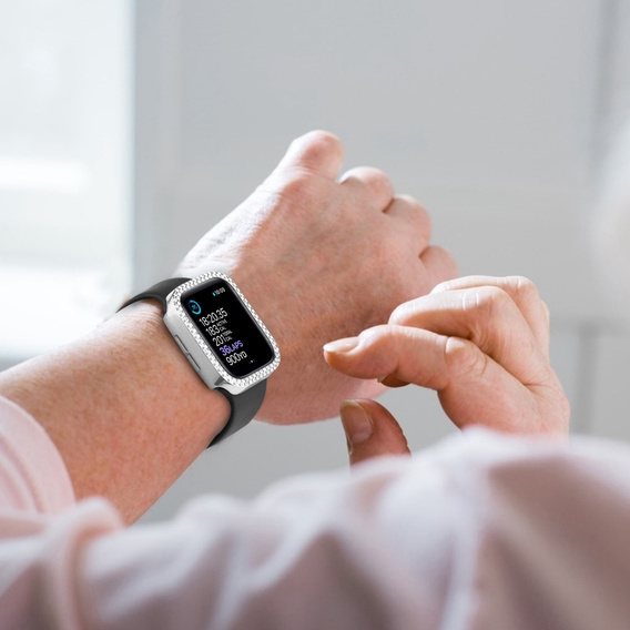 2в1 чехол и защитное стекло для часов Apple Watch 4/5/6/SE 44mm, Silver
