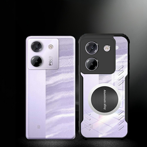 Чехол для Xiaomi Poco M7 Pro 5G, с магнитной пластиной, прозрачный / черный