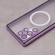 Магнитный чехол с двойным стеклом MagSafe для Samsung Galaxy S22 Ultra, фиолетовый