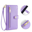 Откидной чехол для iPhone 14 Pro, Wallet Zipper Pocket, фиолетовый
