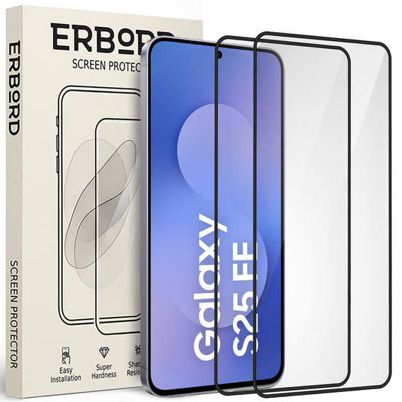 2x ERBORD 3D закаленное стекло для Samsung Galaxy S25 FE