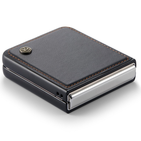 Чохол для Samsung Galaxy Z Flip7 FE / Z Flip6, CASE Litchi Leather, чорний
