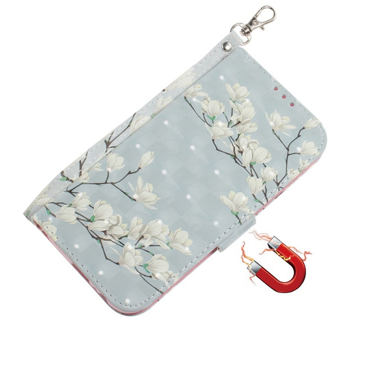 Чохол-книжка для Xiaomi Redmi Note 13 Pro 5G, Wallet, Magnolia Flowers сірий