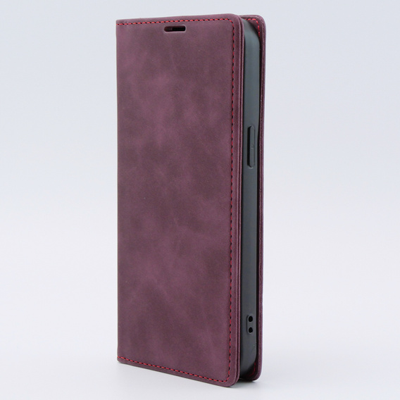 Чехол для iPhone 15 Pro, ERBORD Vintage, бумажник с клапаном, красный