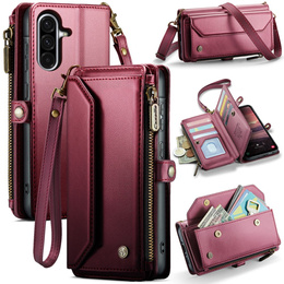 Чохол CASEME для Samsung Galaxy A56 5G, RFID Leather Wallet з плечовим ременем, червоний