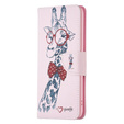 Откидной чехол для Motorola Moto G54 5G, Wallet, giraffe, розовый