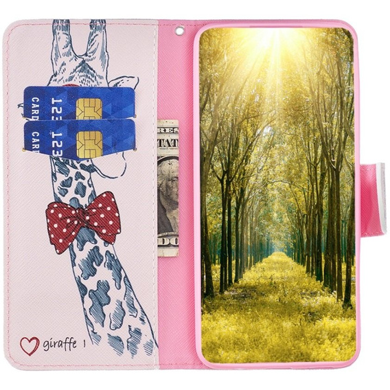 Откидной чехол для Xiaomi 13 Lite, Wallet, giraffe, розовый