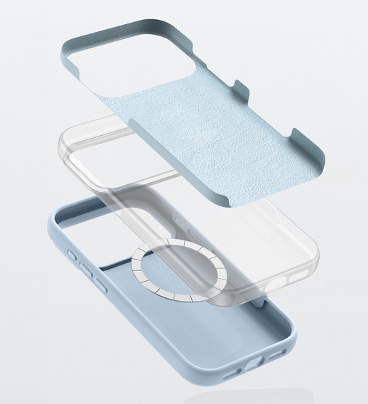 Силіконовий чохол для iPhone 17 Pro Max, для MagSafe, протиударний, синій