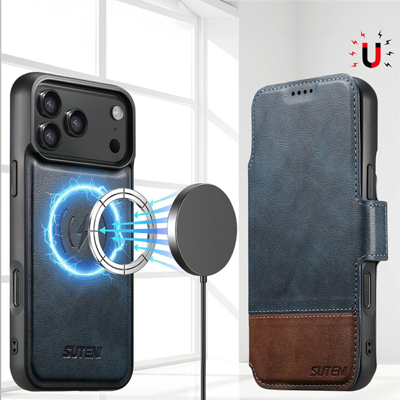 Флип-кейс 2-в-1 для iPhone 17 Pro Max, SUTENI, для MagSafe, синий