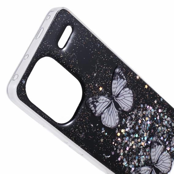 Чохол для Xiaomi Redmi Note 13 Pro+, Glitter Butterfly, чорний
