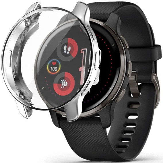Чехол 2в1 с защитой экрана для часов Garmin Venu 2 Plus, Silver