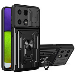 Броньований чохол для Xiaomi Redmi Note 13 Pro 4G / Xiaomi Redmi Note 14S / Xiaomi Poco M6 Pro 4G, Camera Slide Card Slot, чорний