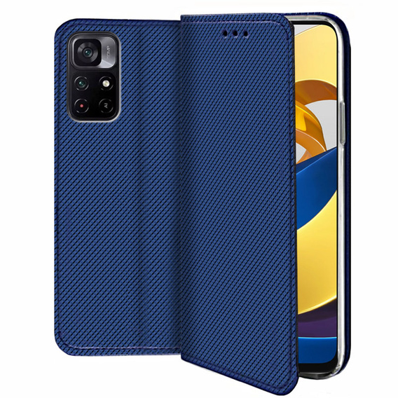 Откидной чехол для Xiaomi Poco M4 Pro 5G / Redmi Note 11S 5G, Wallet Smart Magnet, синий
