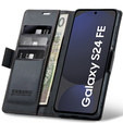 Чохол для Samsung Galaxy S24 FE, ERBORD Glossy Litchi, гаманець з клапаном, чорний
