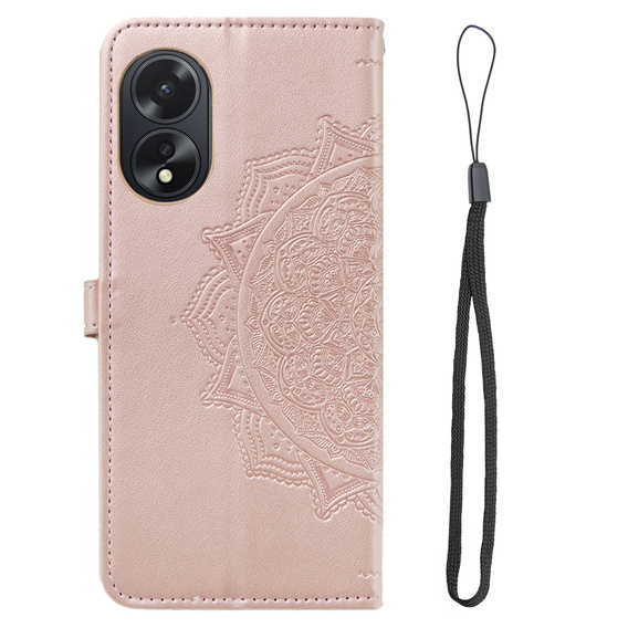 Откидной чехол для Oppo A38 4G / Oppo A18 4G, Mandala, розовый rose gold